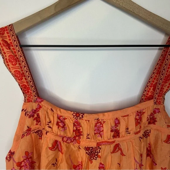 Anthropologie Orange Floral Sleeveless Top, Size Medium - Picture 4 of 9